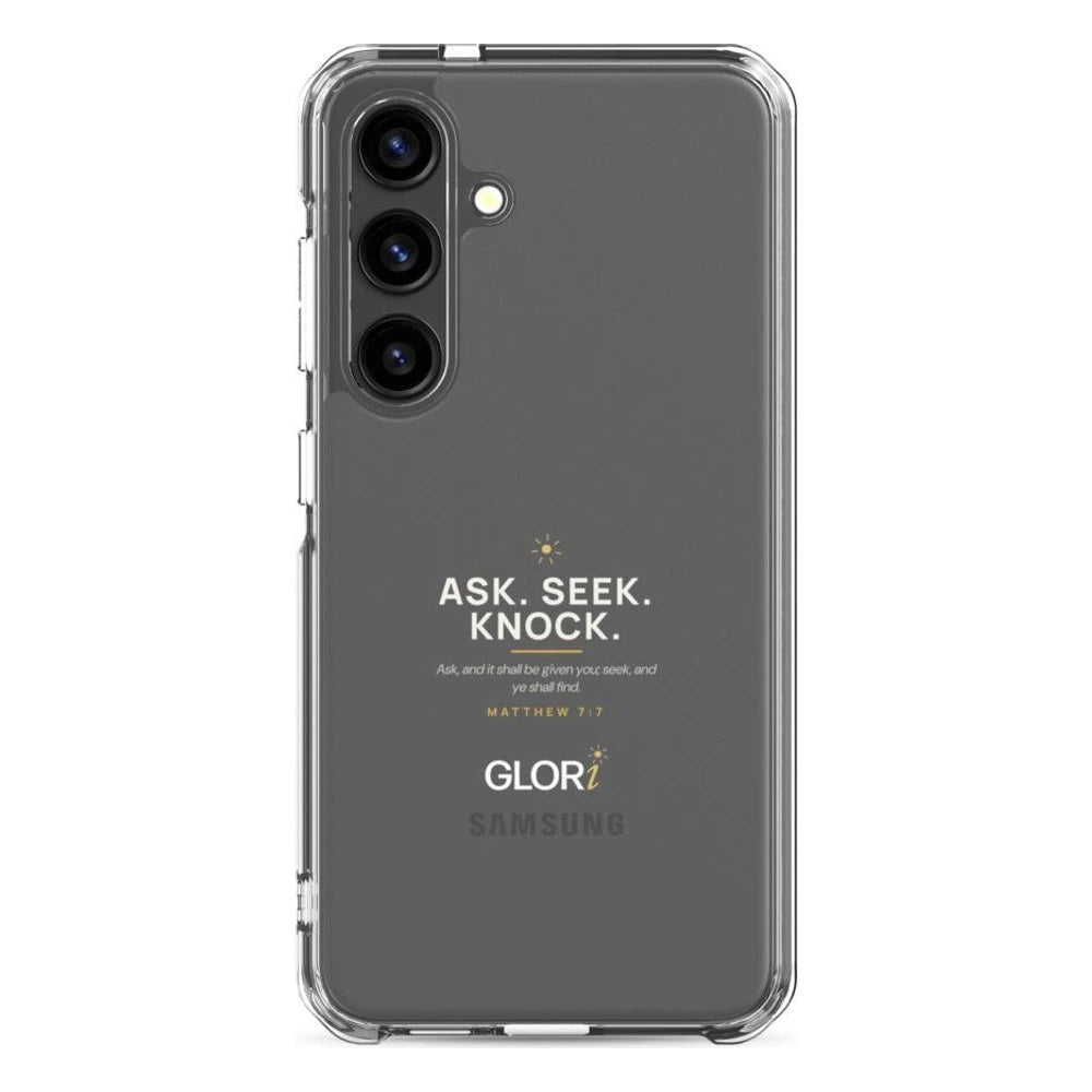 Galaxy Clear Case — Ask, Seek, Knock — White — Samsung Galaxy S24