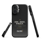 Slim Snap Case — Ask, Seek, Knock — Black — iPhone 16