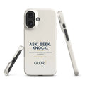 Slim Snap Case — Ask, Seek, Knock — Cream — iPhone 16