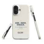 Slim Snap Case — Ask, Seek, Knock — Cream — iPhone 16