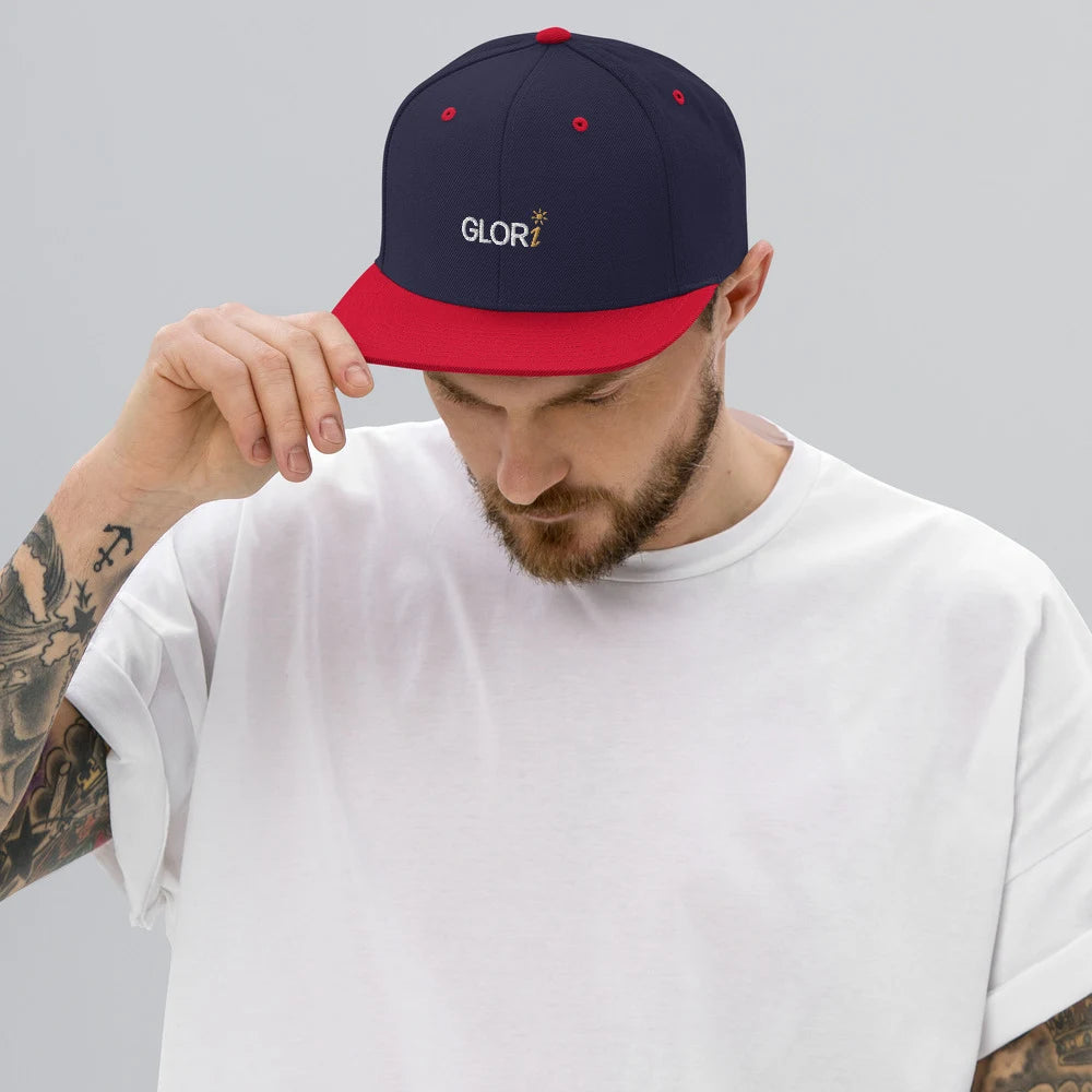 Navy/ Red, on model view