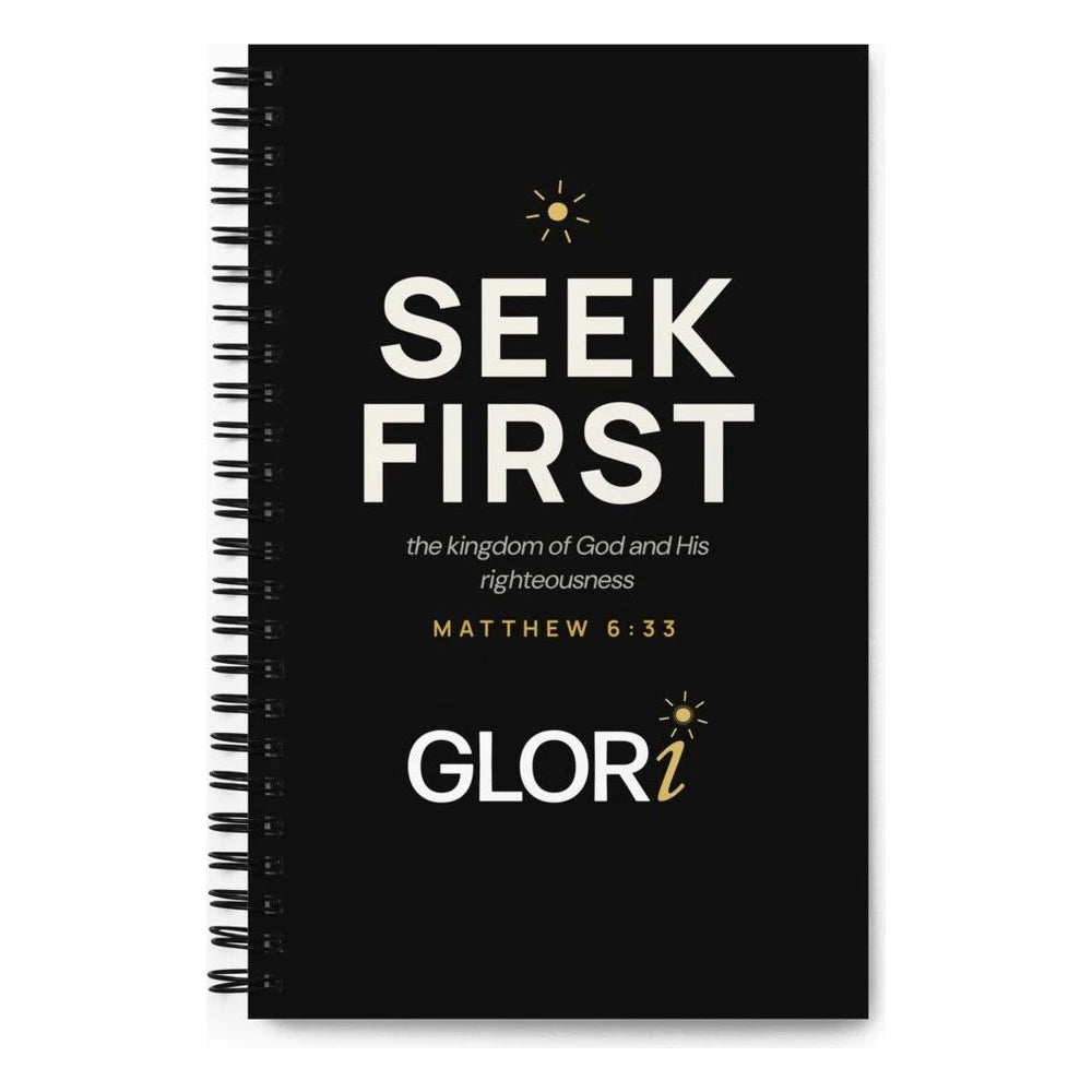 Spiral Notebook — Seek First — Black