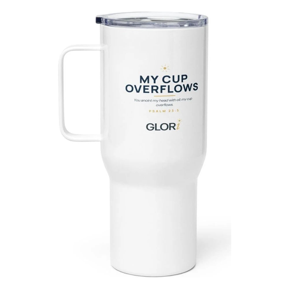 Travel Mug — My Cup Overflows — White