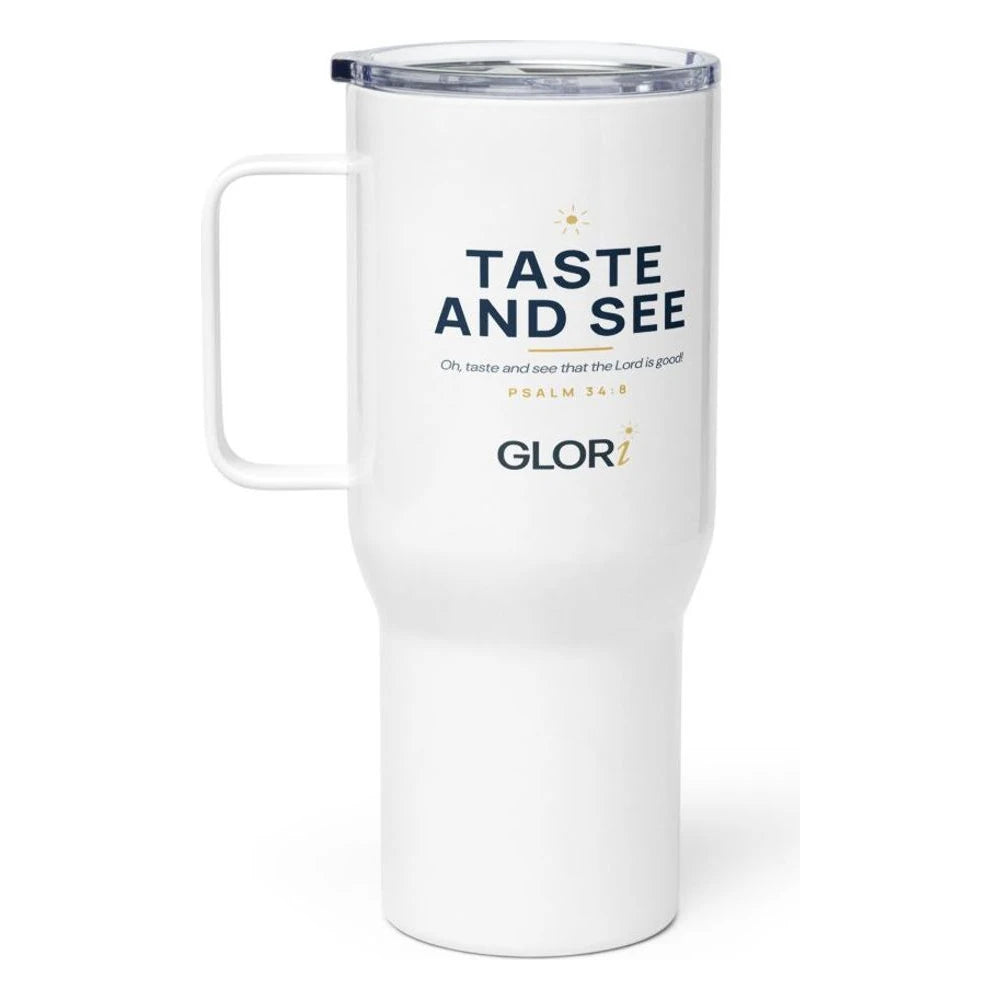 Travel Mug — Taste and See — White