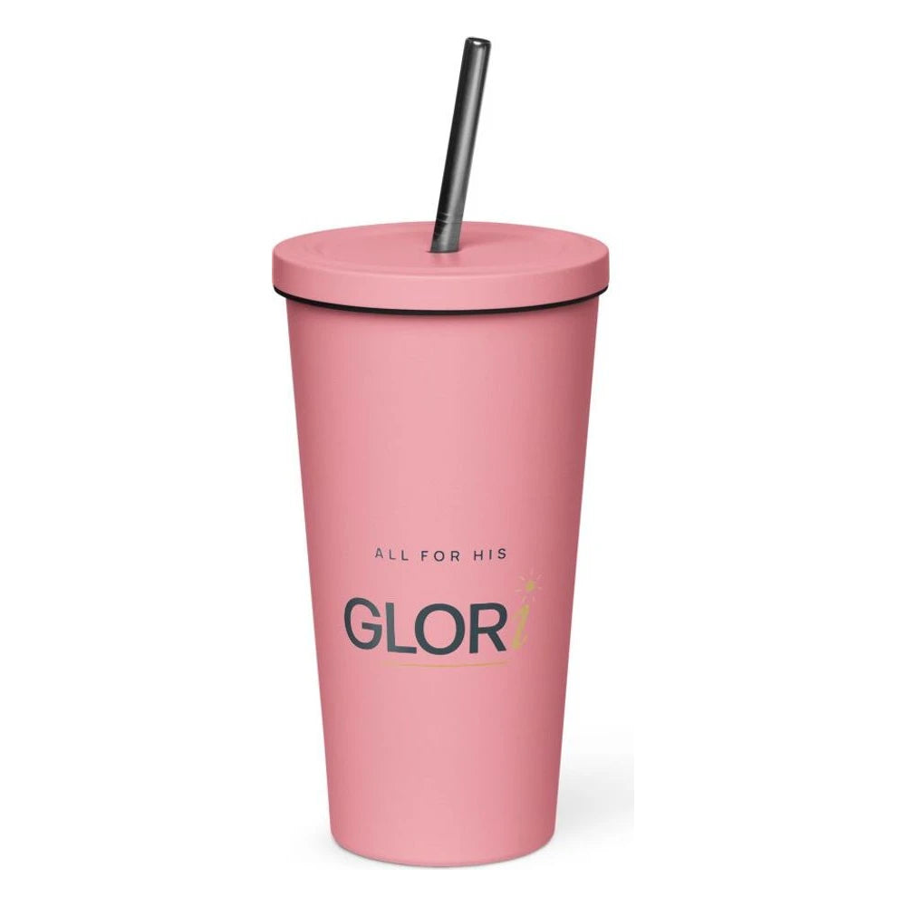 Insulated Tumbler, 20 oz — All for His GLORi — Pink