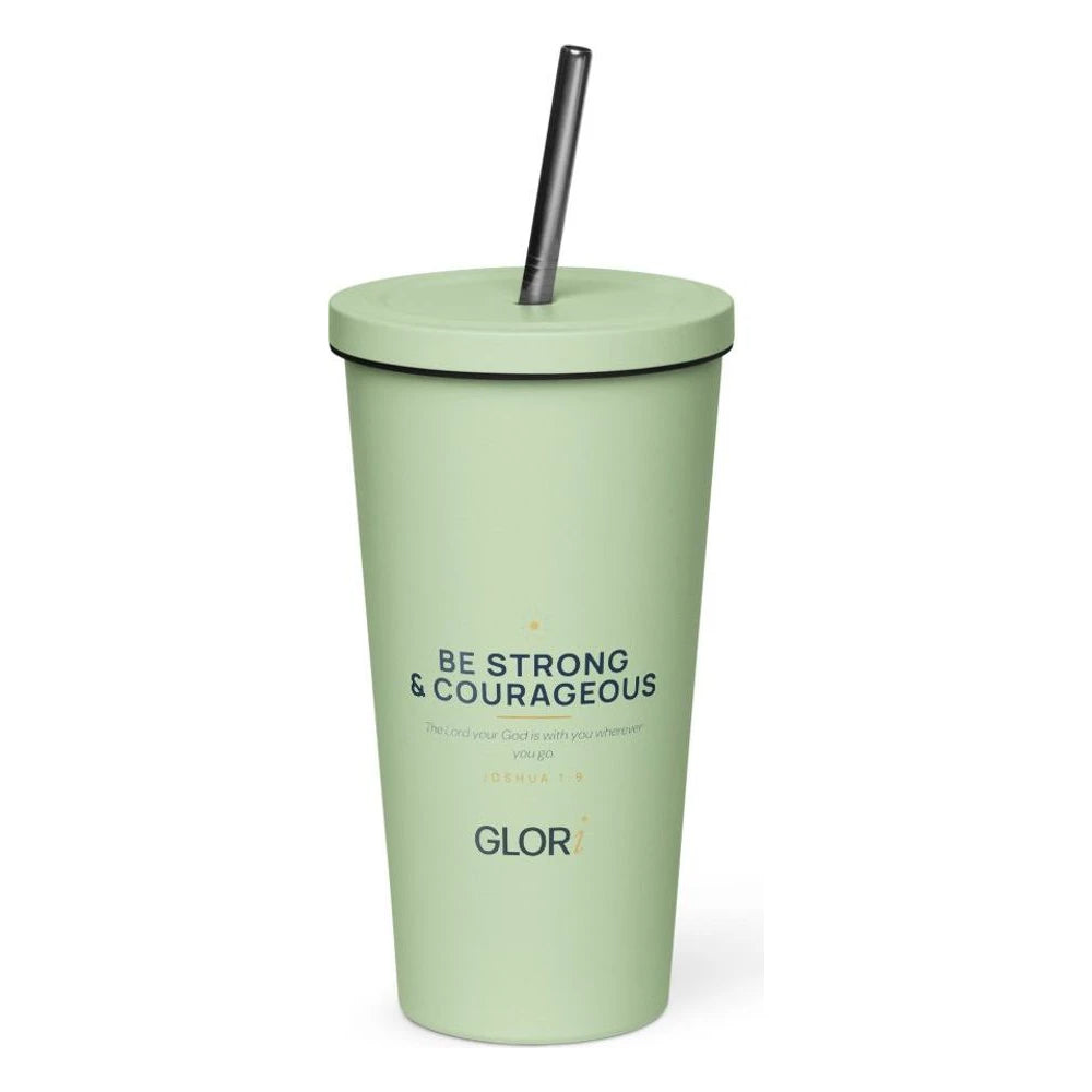 Insulated Tumbler, 20 oz — Be Strong and Courageous — Mint