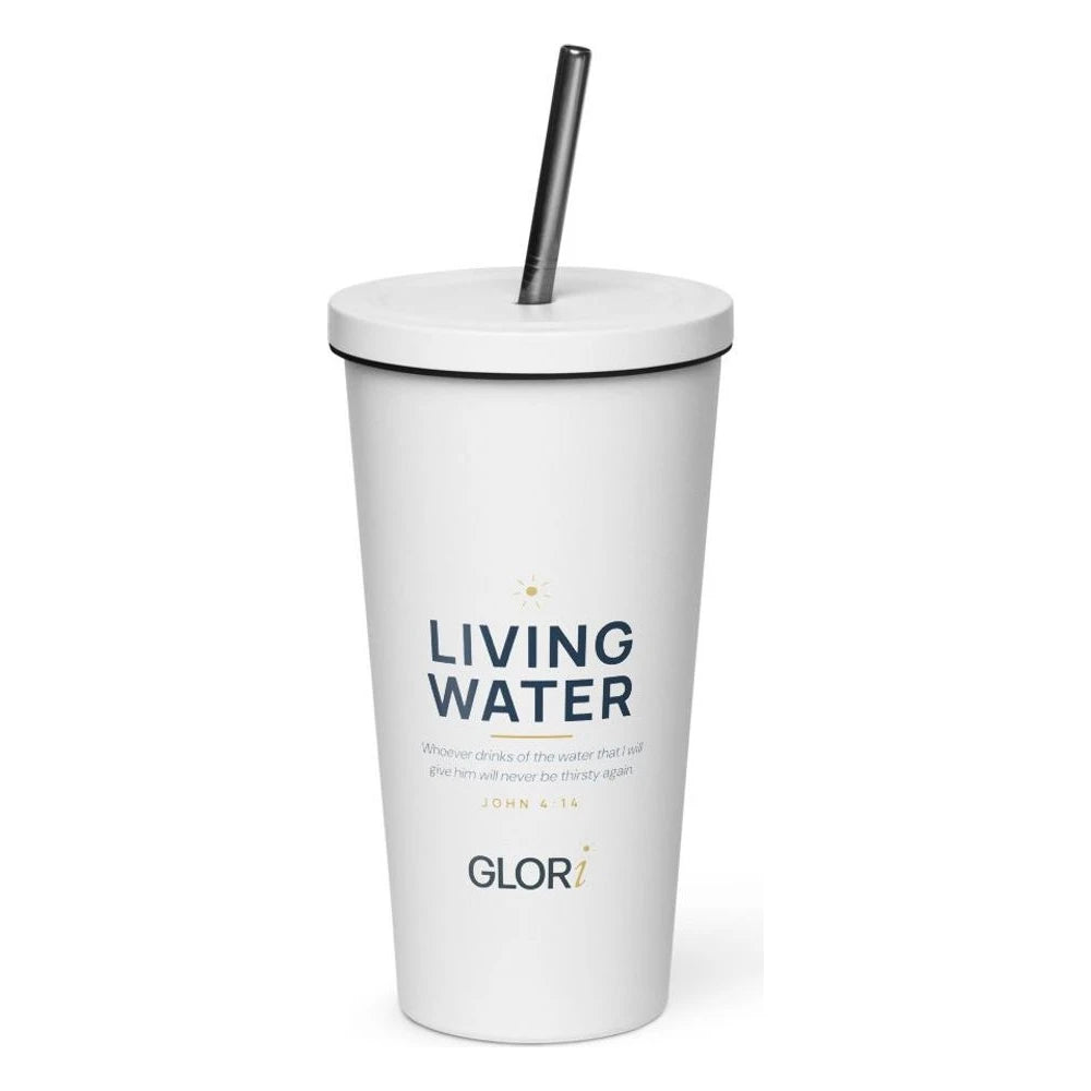 Insulated Tumbler, 20 oz — Living Water — White