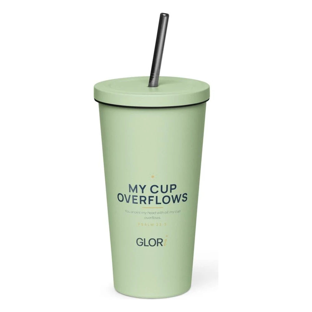 Insulated Tumbler, 20 oz — My Cup Overflows — Mint