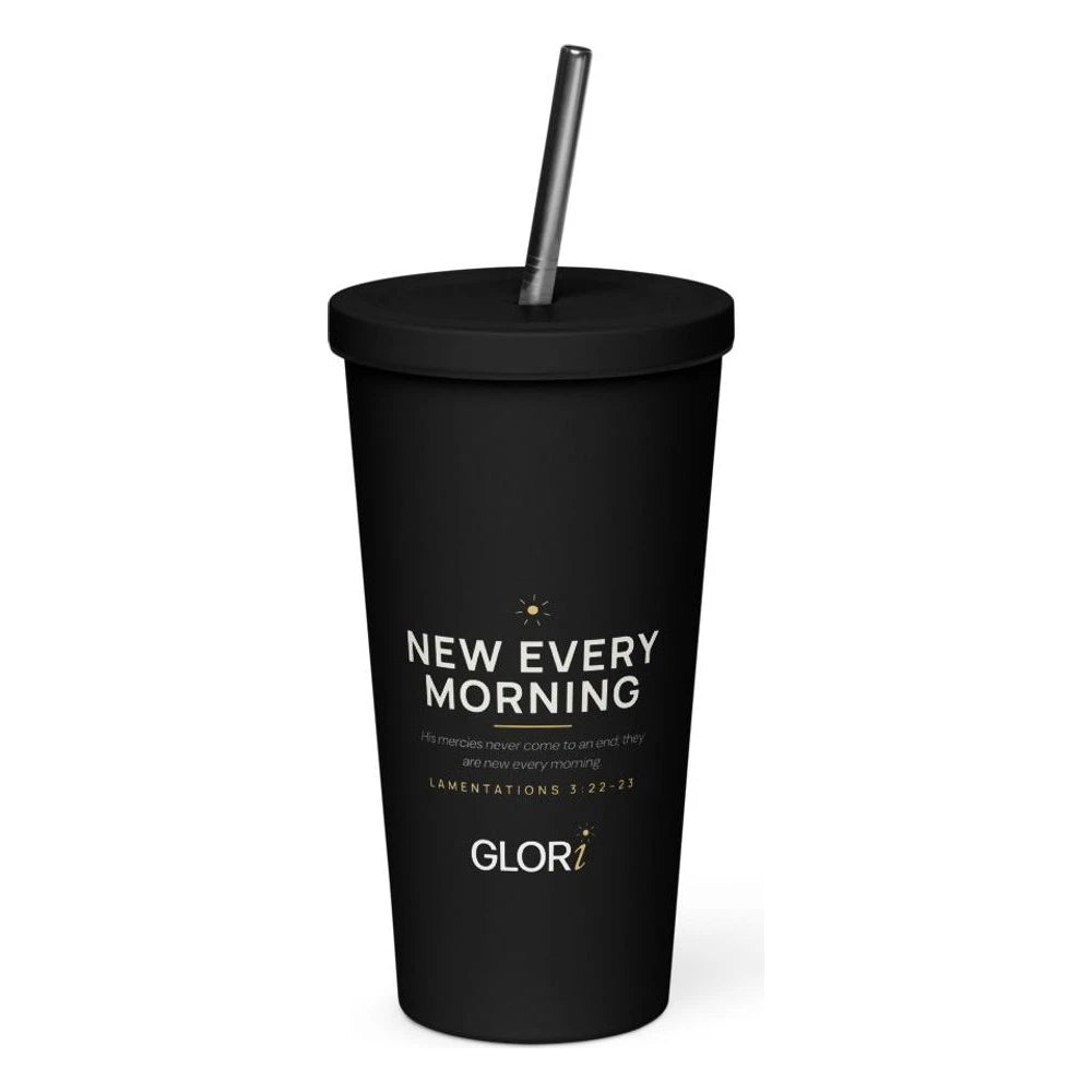 Insulated Tumbler, 20 oz — New Every Morning — Black