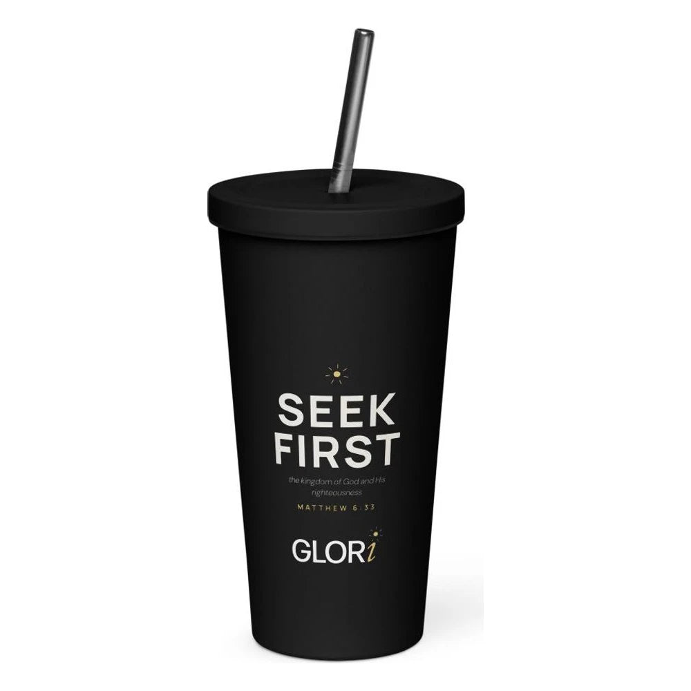 Insulated Tumbler, 20 oz — Seek First — Black