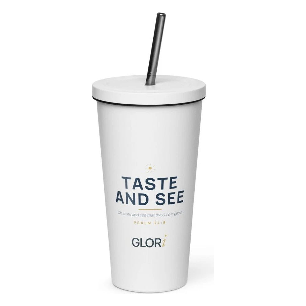 Insulated Tumbler, 20 oz — Taste and See — White