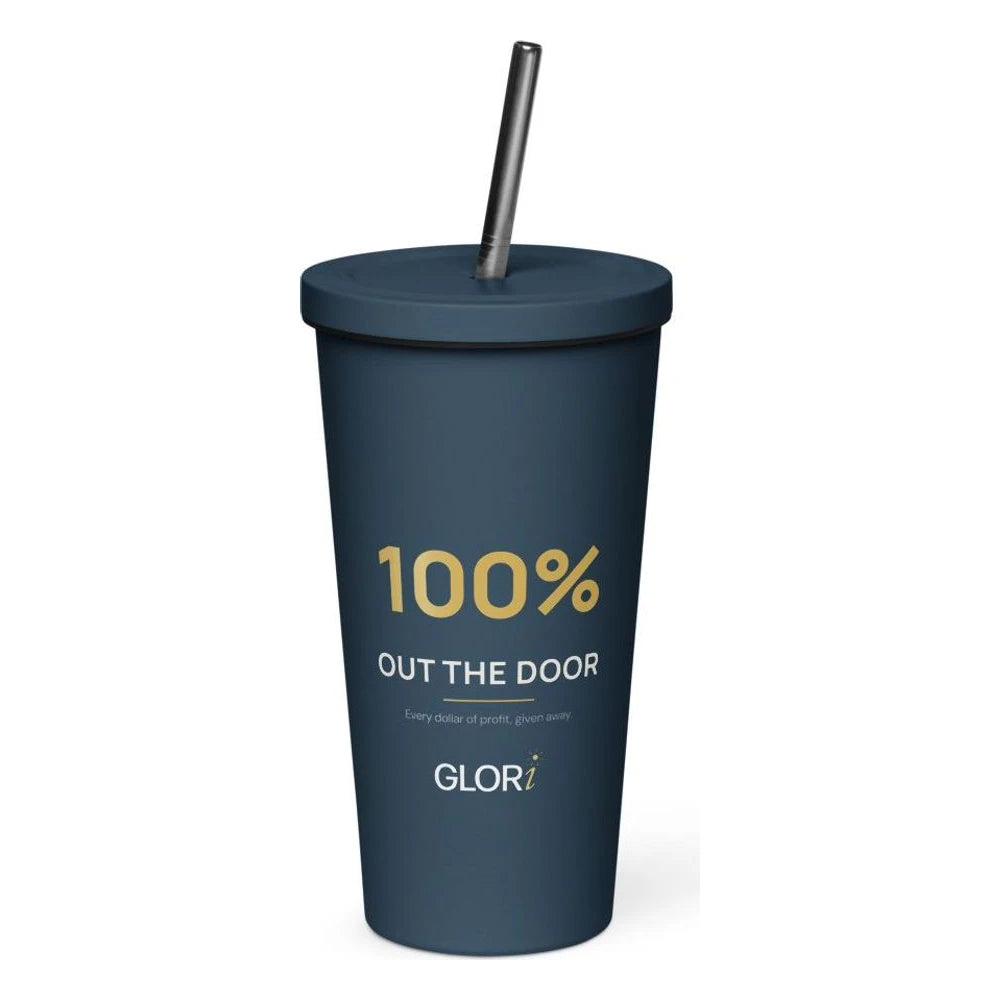Insulated Tumbler, 20 oz — Printful insulated tumbler with straw · Navy