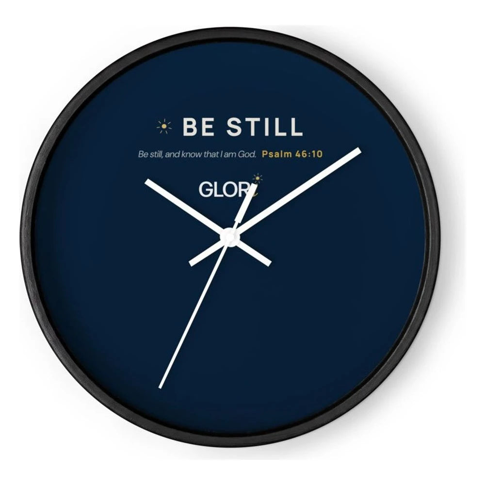 Wall Clock — Be Still — Black Base/Clock Hand White