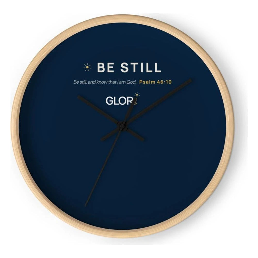 Wall Clock — Be Still — Wooden Base/Clock Hand Black