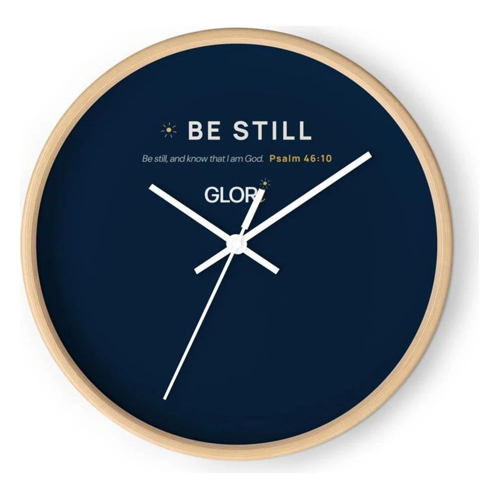 Wall Clock — Be Still — Wooden Base/Clock Hand White