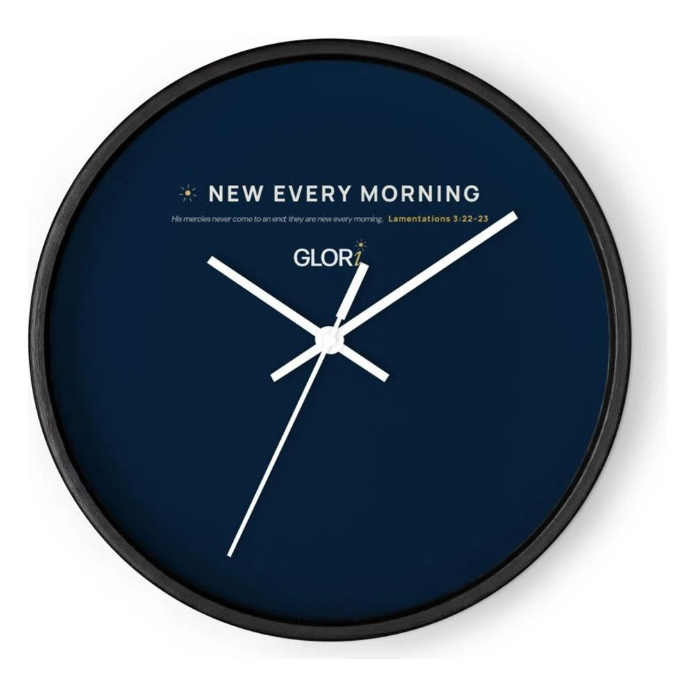 Wall Clock — New Every Morning — Black Base/Clock Hand White