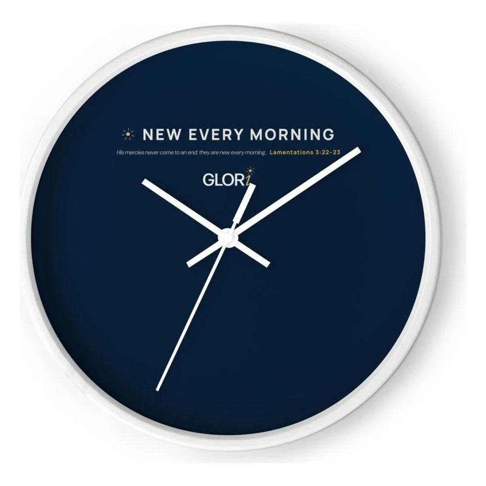 Wall Clock — New Every Morning — White Base/Clock Hand White