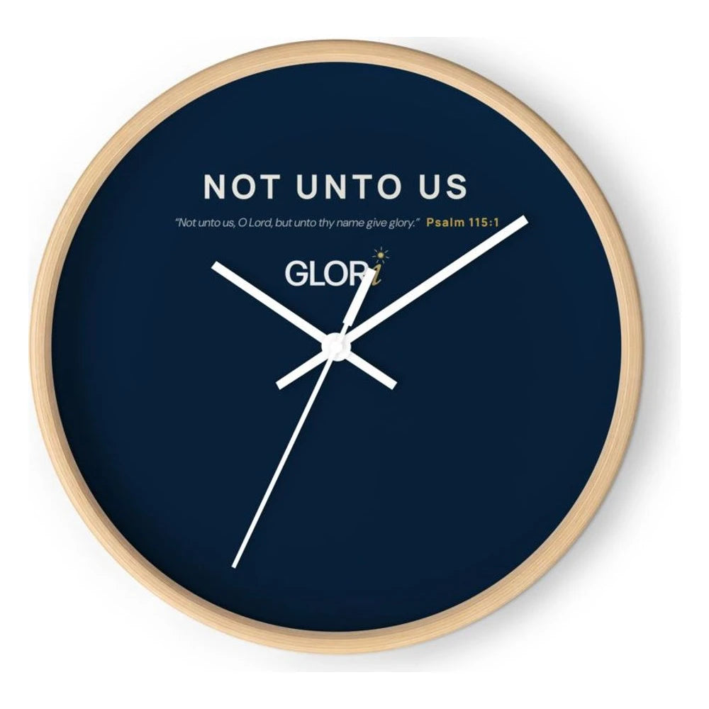 Wall Clock — Not Unto Us — Wooden Base/Clock Hand White