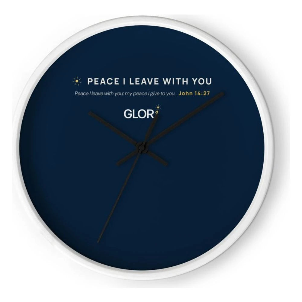 Wall Clock — Peace I Leave With You — White Base/Clock Hand Black