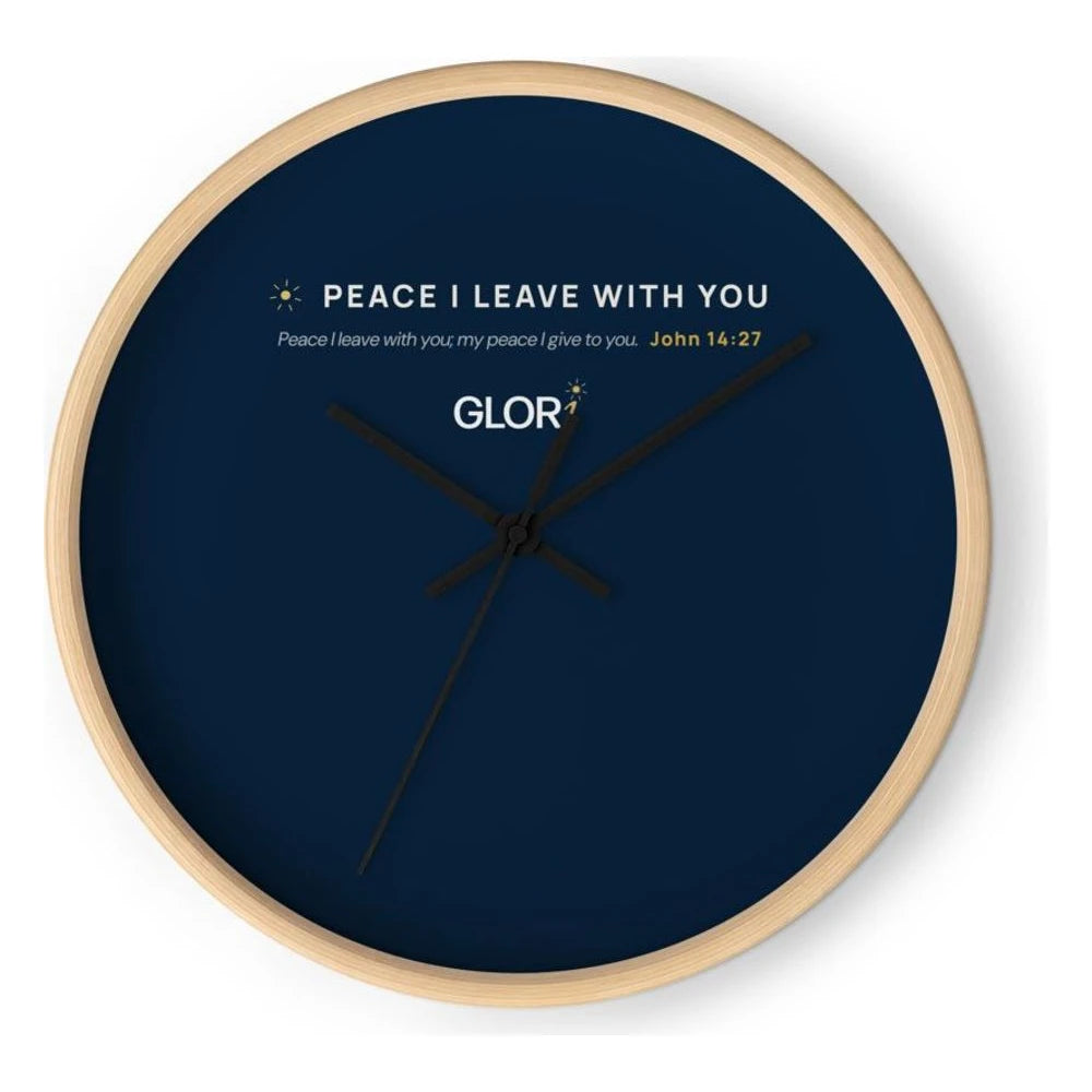 Wall Clock — Peace I Leave With You — Wooden Base/Clock Hand Black