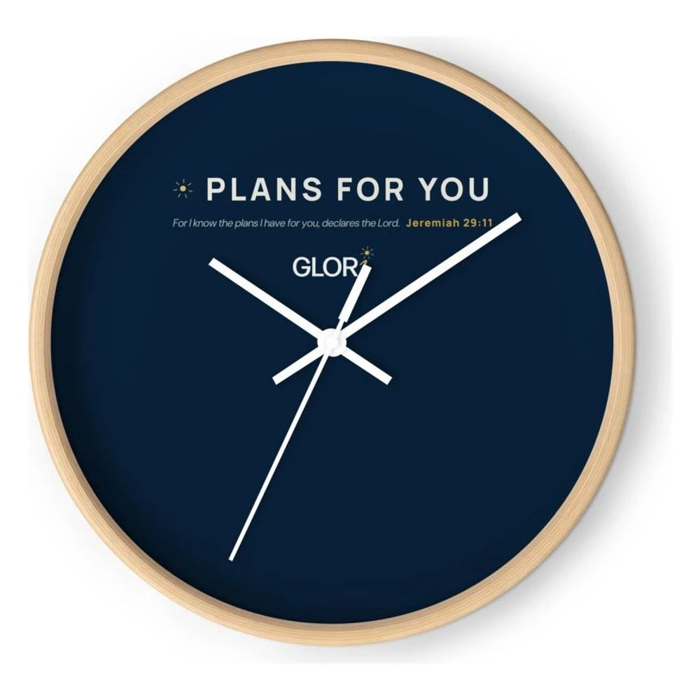 Wall Clock — Plans for You — Wooden Base/Clock Hand White