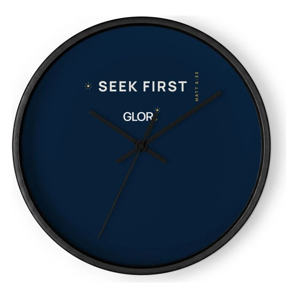 Wall Clock — Seek First — Black Base/Clock Hand Black