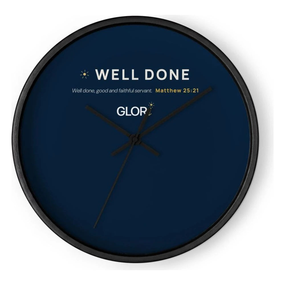 Wall Clock — Well Done — Black Base/Clock Hand Black