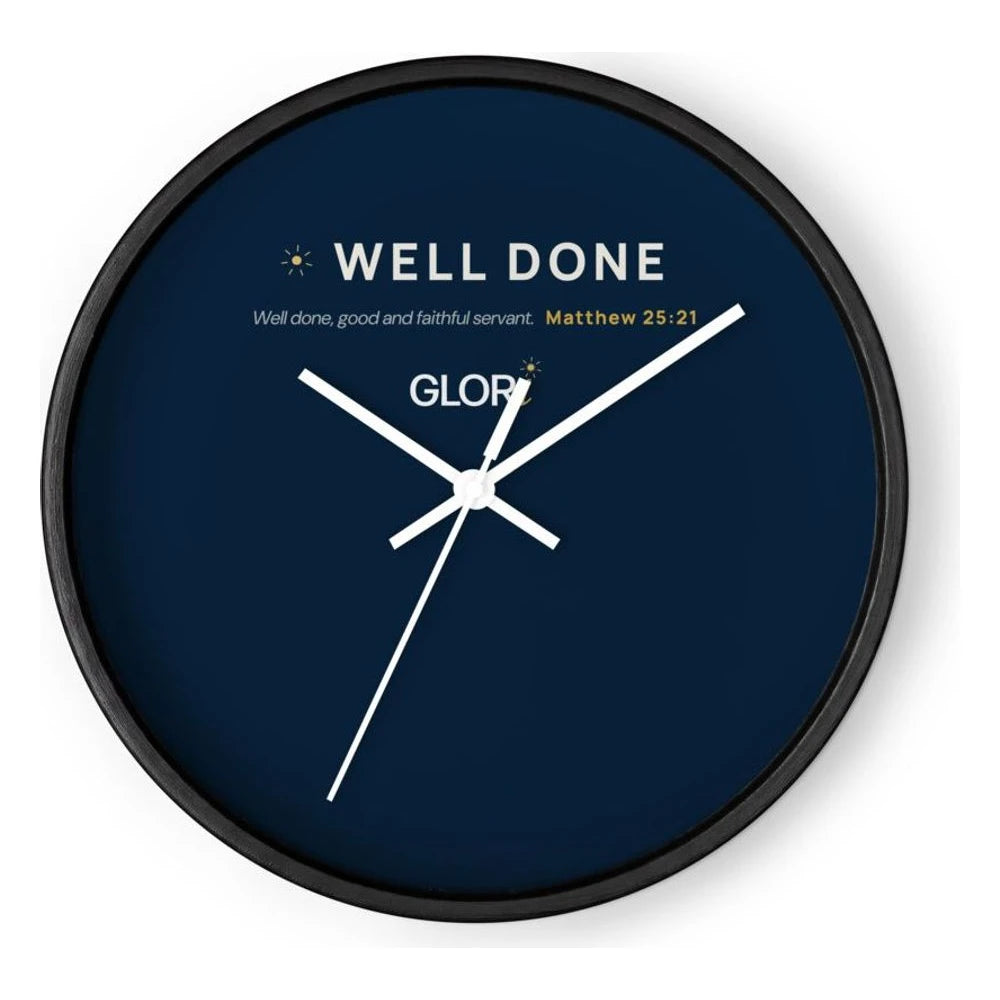 Wall Clock — Well Done — Black Base/Clock Hand White