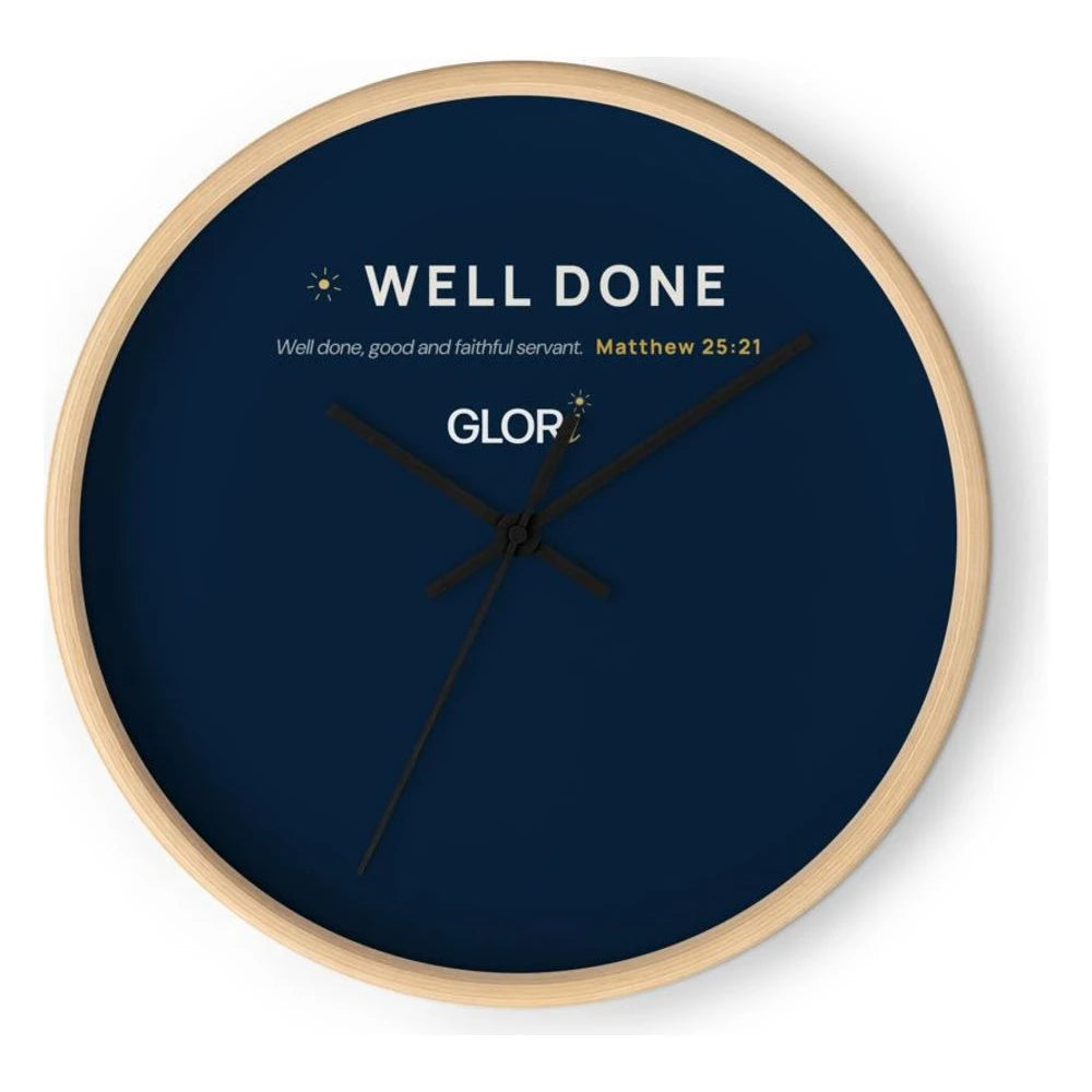 Wall Clock — Well Done — Wooden Base/Clock Hand Black