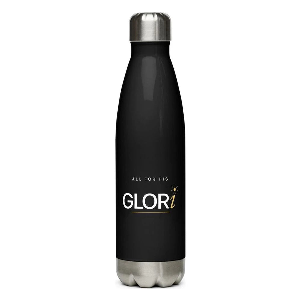 Insulated Water Bottle, 17 oz — All for His GLORi — Black