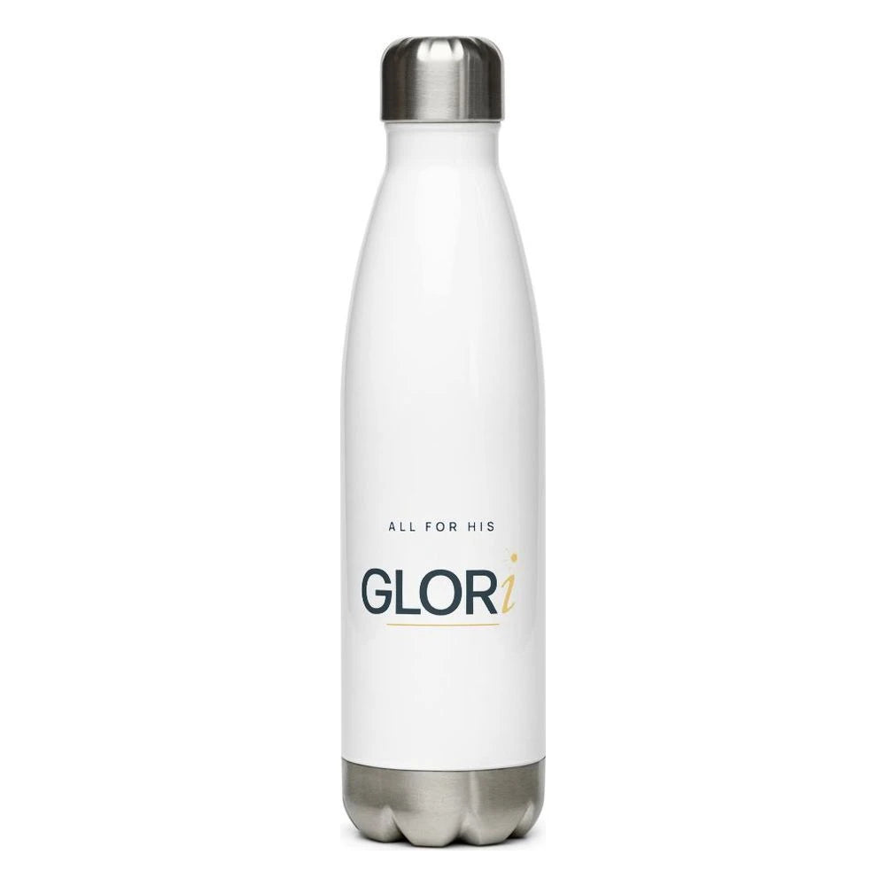 Insulated Water Bottle, 17 oz — All for His GLORi — White