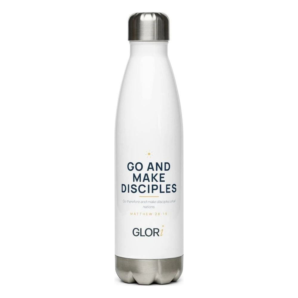 Insulated Water Bottle, 17 oz — Go and Make Disciples — White
