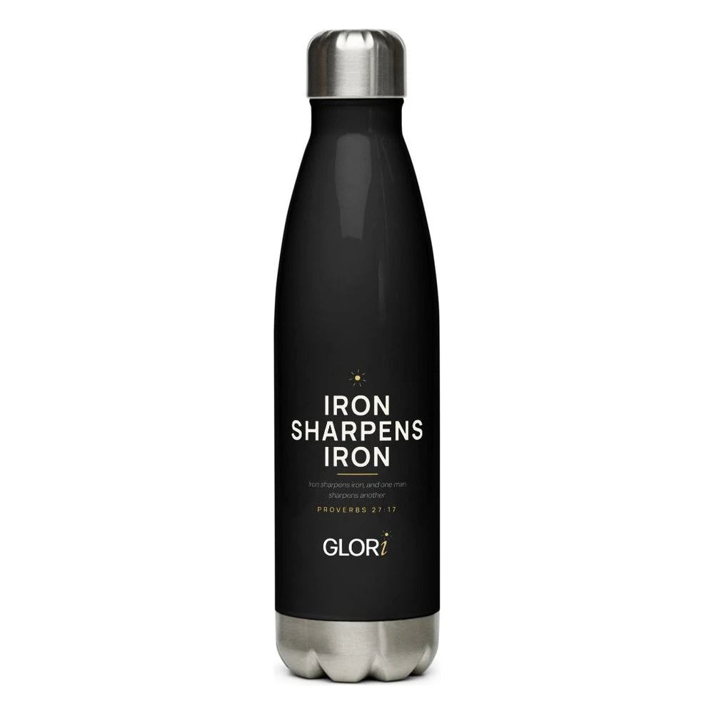 Insulated Water Bottle, 17 oz — Iron Sharpens Iron — Black