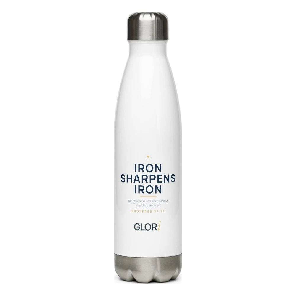Insulated Water Bottle, 17 oz — Iron Sharpens Iron — White