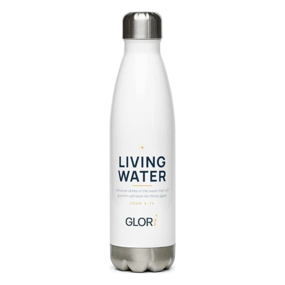 Insulated Water Bottle, 17 oz — Living Water — White