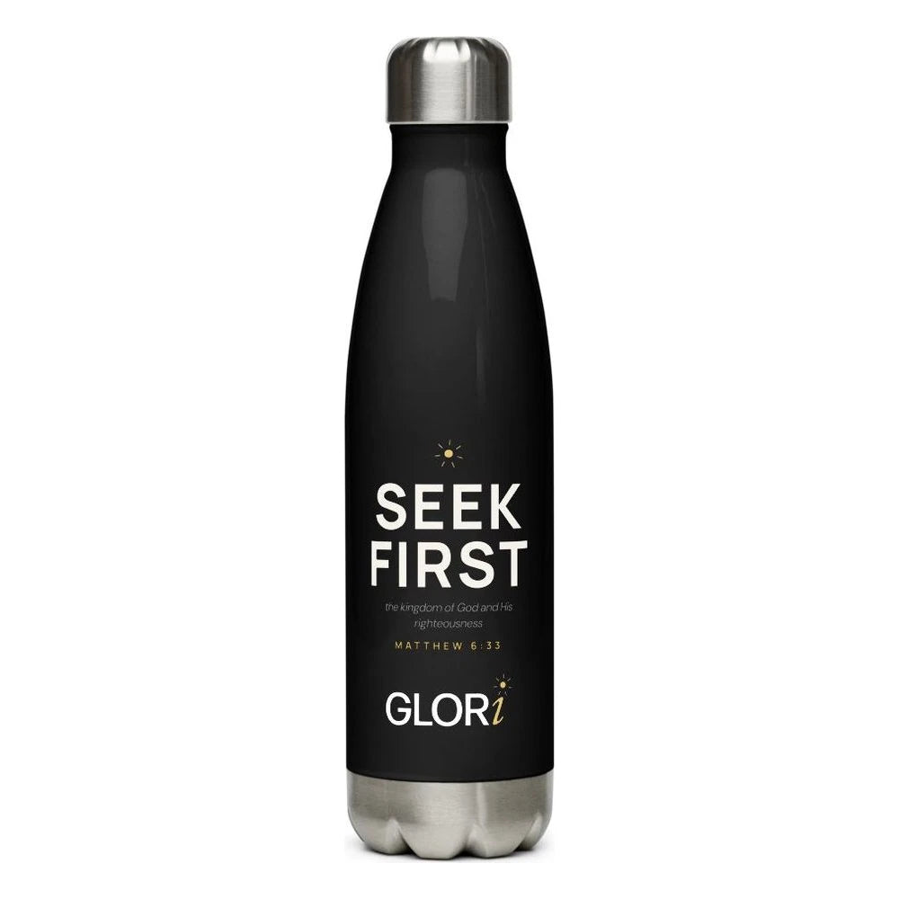 Insulated Water Bottle, 17 oz — Seek First — Black