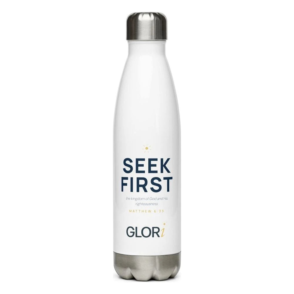 Insulated Water Bottle, 17 oz — Seek First — White