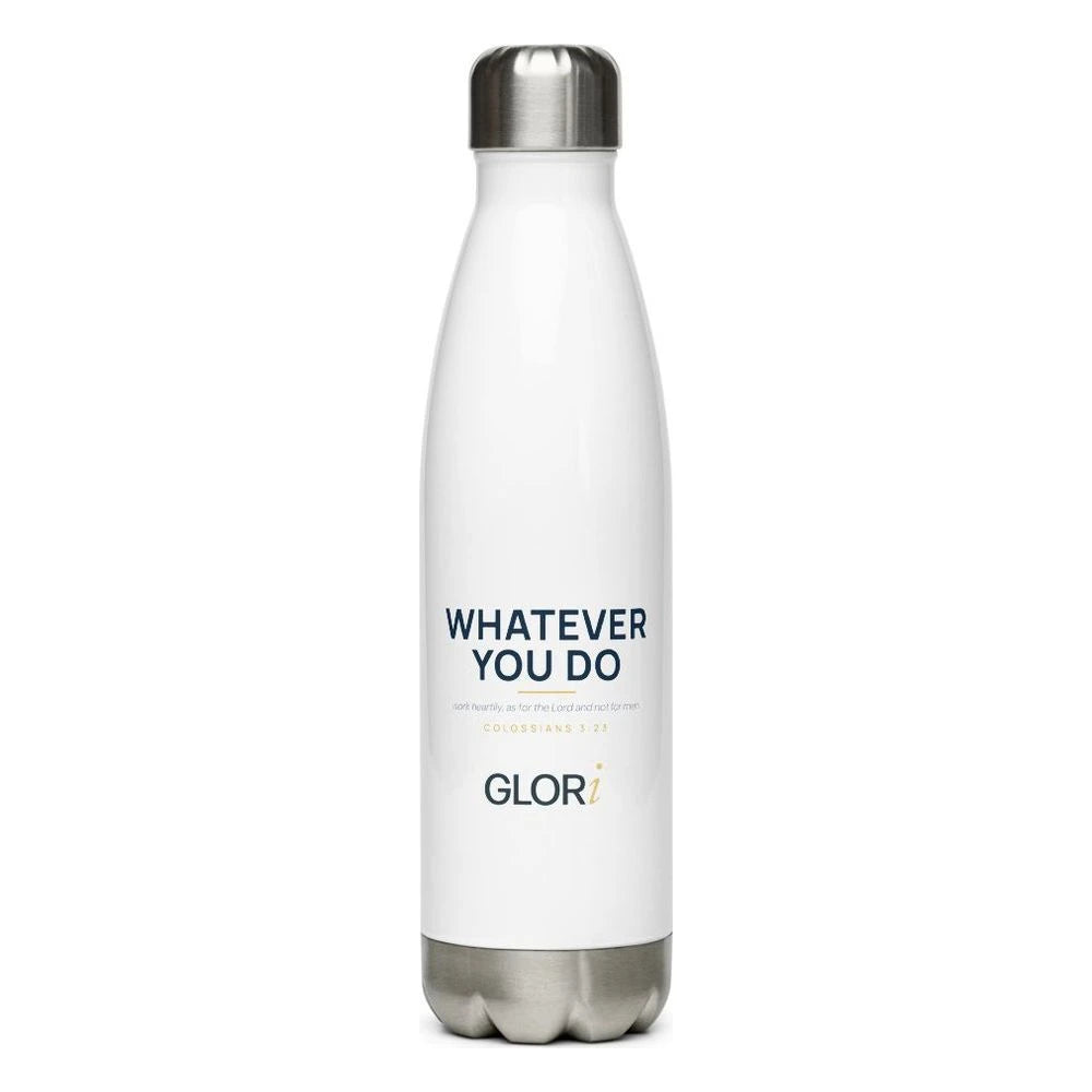 Insulated Water Bottle, 17 oz — Whatever You Do — White